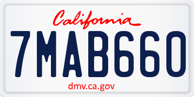 CA license plate 7MAB660
