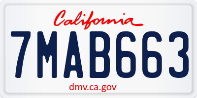 CA license plate 7MAB663