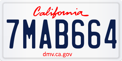 CA license plate 7MAB664