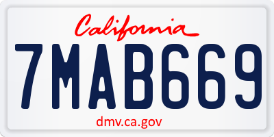 CA license plate 7MAB669