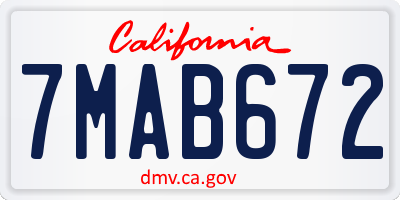 CA license plate 7MAB672