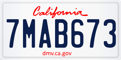 CA license plate 7MAB673