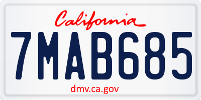 CA license plate 7MAB685