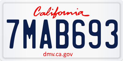 CA license plate 7MAB693