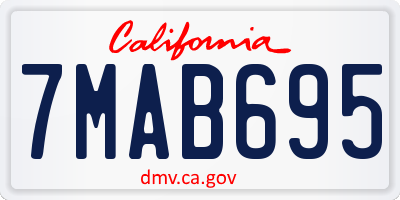 CA license plate 7MAB695