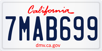 CA license plate 7MAB699