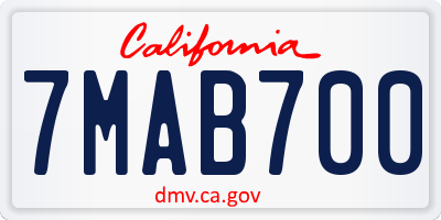 CA license plate 7MAB700