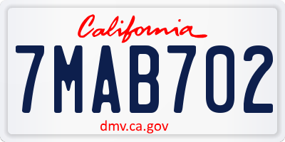 CA license plate 7MAB702