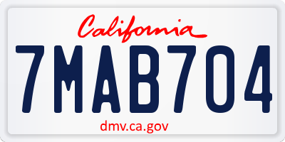 CA license plate 7MAB704