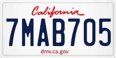 CA license plate 7MAB705