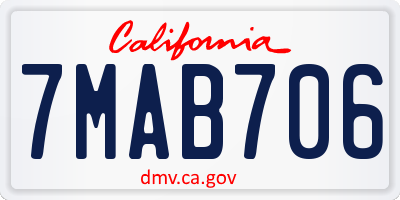 CA license plate 7MAB706