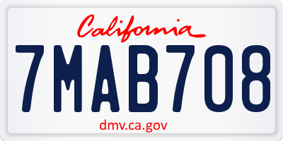 CA license plate 7MAB708