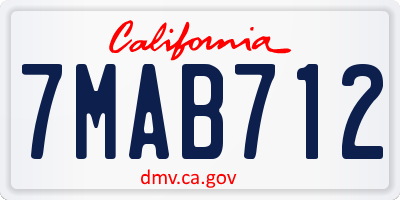 CA license plate 7MAB712
