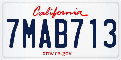 CA license plate 7MAB713