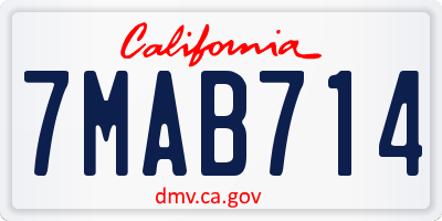 CA license plate 7MAB714