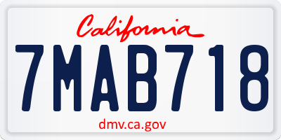 CA license plate 7MAB718