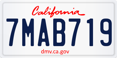 CA license plate 7MAB719