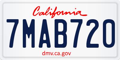 CA license plate 7MAB720