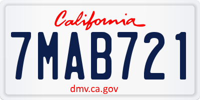 CA license plate 7MAB721