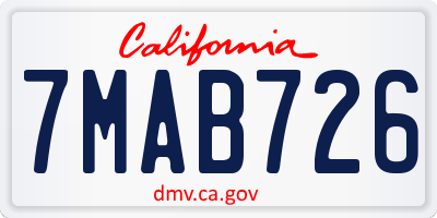 CA license plate 7MAB726