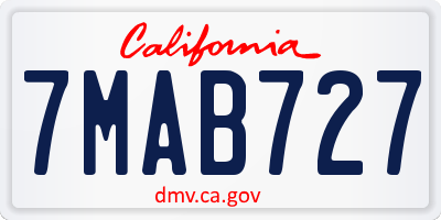 CA license plate 7MAB727
