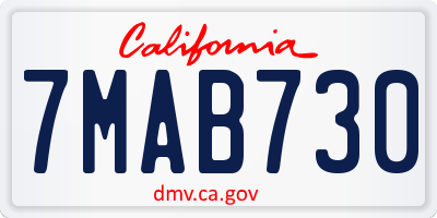 CA license plate 7MAB730