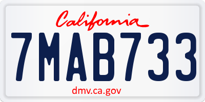 CA license plate 7MAB733