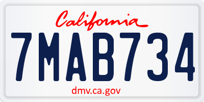 CA license plate 7MAB734