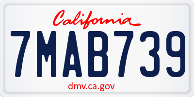 CA license plate 7MAB739
