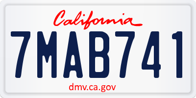 CA license plate 7MAB741