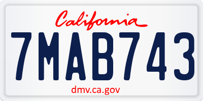 CA license plate 7MAB743