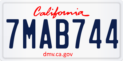 CA license plate 7MAB744