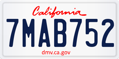 CA license plate 7MAB752