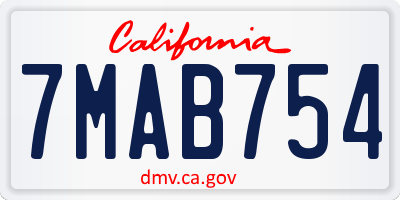 CA license plate 7MAB754