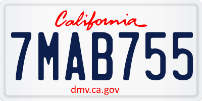 CA license plate 7MAB755