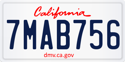 CA license plate 7MAB756