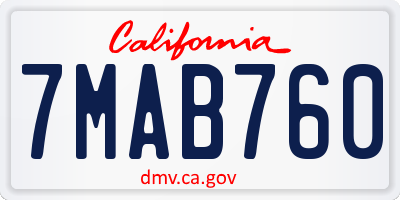 CA license plate 7MAB760
