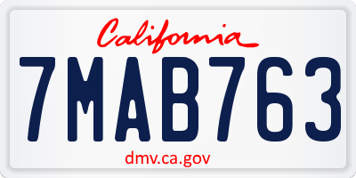 CA license plate 7MAB763