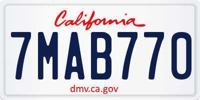 CA license plate 7MAB770