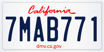 CA license plate 7MAB771