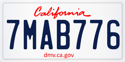 CA license plate 7MAB776