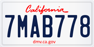CA license plate 7MAB778