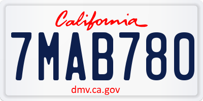 CA license plate 7MAB780