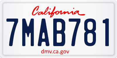 CA license plate 7MAB781