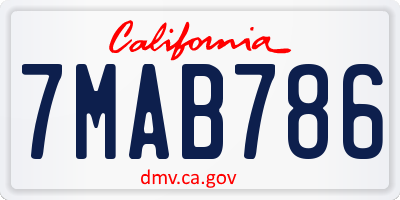 CA license plate 7MAB786