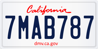 CA license plate 7MAB787