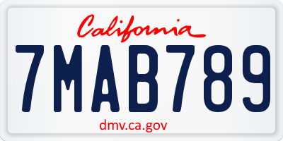 CA license plate 7MAB789