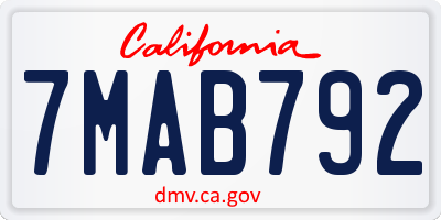 CA license plate 7MAB792