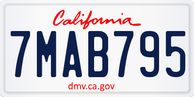CA license plate 7MAB795