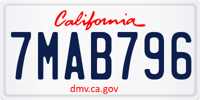 CA license plate 7MAB796